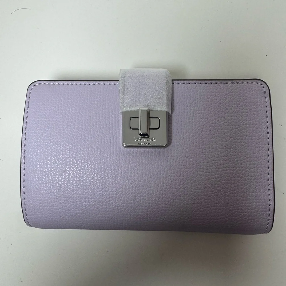 Kate Spade Women’s Phoebe Refined Grain Leather Turn Lock Wallet Lilac